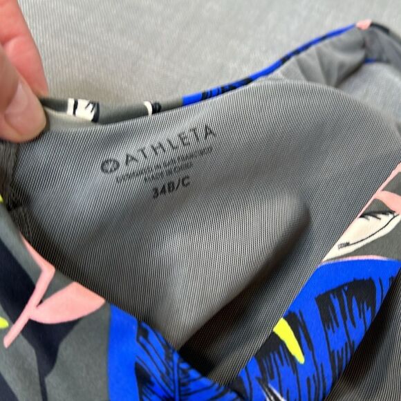 Athleta Swim Top Wm 34 B/C Botanical Tankini Underwire Removable Pads Swimsuit - Picture 7 of 12
